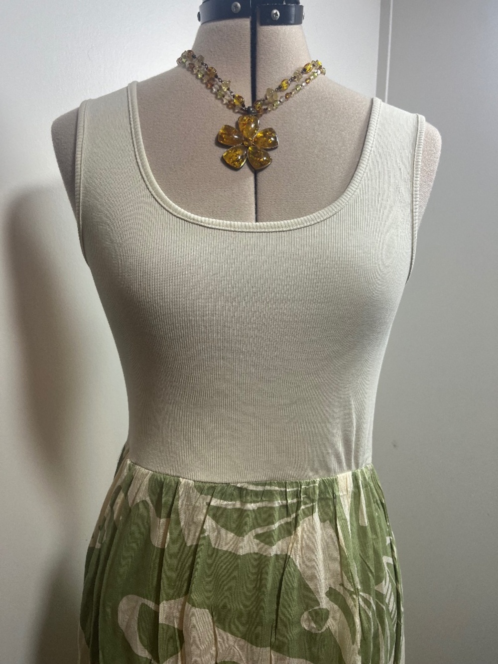 Salty Lemon Cream and Sage Tank Sundress